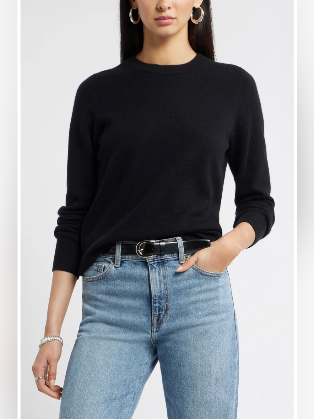 NWOT- Nordstrom Cashmere Crewneck Sweater, Black, size XL